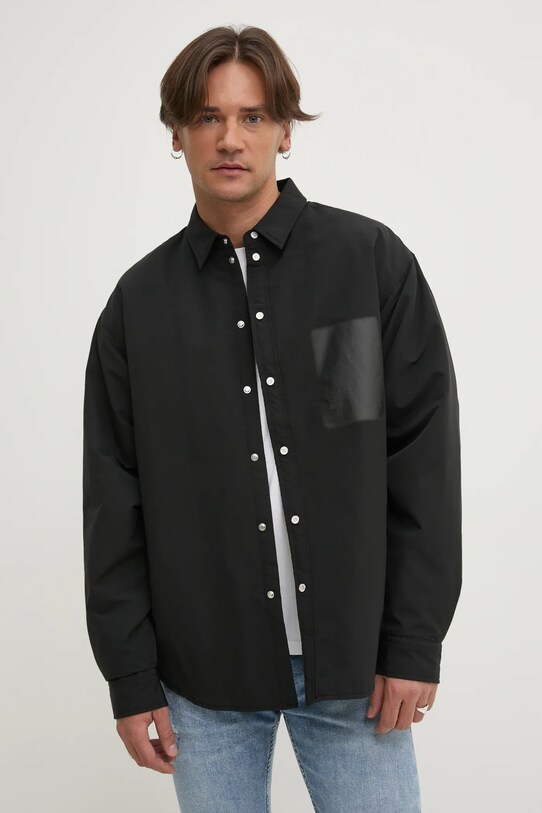 PURPLE BRAND kurtka SNAP FRONT SHIRT JACKET bez kaptura czarny M3078.CNBB125