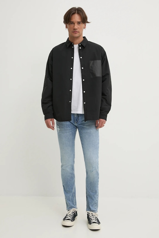 Bunda PURPLE BRAND SNAP FRONT SHIRT JACKET M3078.CNBB125 černá SS25