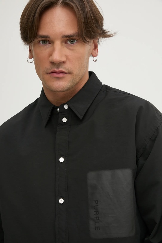 Bunda PURPLE BRAND SNAP FRONT SHIRT JACKET černá M3078.CNBB125