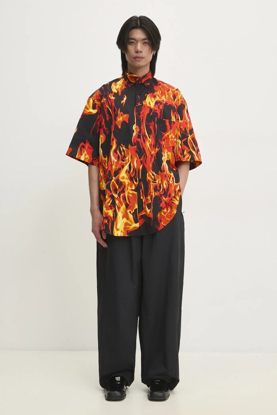 Bavlnená košeľa VETEMENTS Fire Shortsleeve UA66SH430X čierna