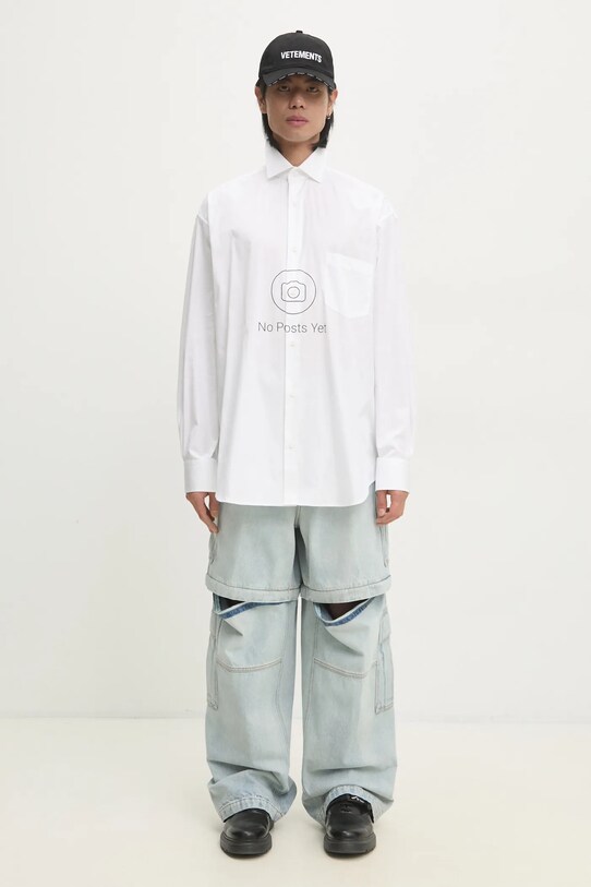 Pamučna košulja VETEMENTS No Posts Classic UA66SH440W bijela