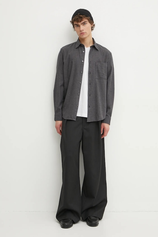 Marc O'Polo koszula bawełniana 431732242090 szary SS25