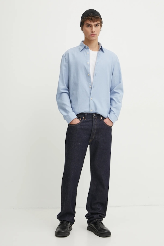 Хлопковая рубашка Marc O'Polo 431732342118 голубой SS25