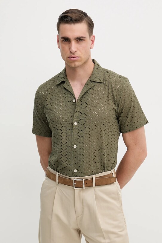 Lindbergh koszula bawełniana bawełna zielony 30.203569.ARMY