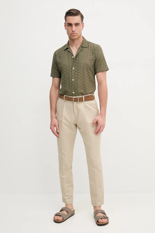 Lindbergh koszula bawełniana 30.203569.ARMY zielony SS25