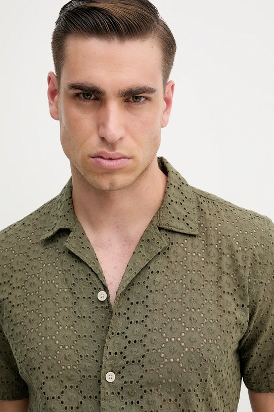 Lindbergh koszula bawełniana zielony 30.203569.ARMY