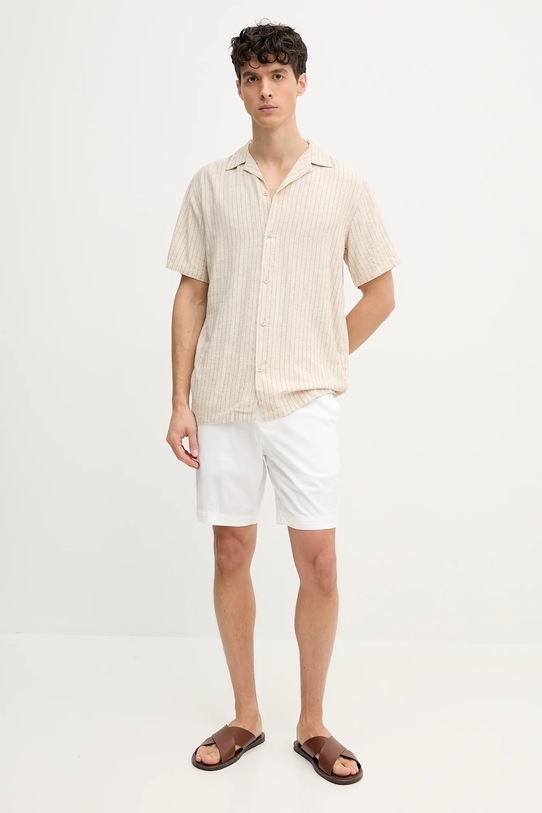 Košile s příměsí lnu Lindbergh 30.203595A.LT.STONE béžová SS25