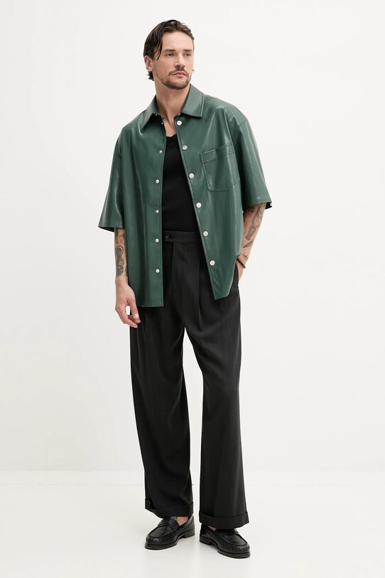 Nanushka cămașă AKSEL NM25RSTP02467 verde SS25