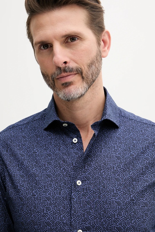 Bombažna srajca United Colors of Benetton mornarsko modra 56UAUQ05W