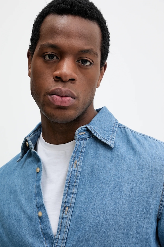 Джинсовая рубашка United Colors of Benetton голубой 5RZKUQ001