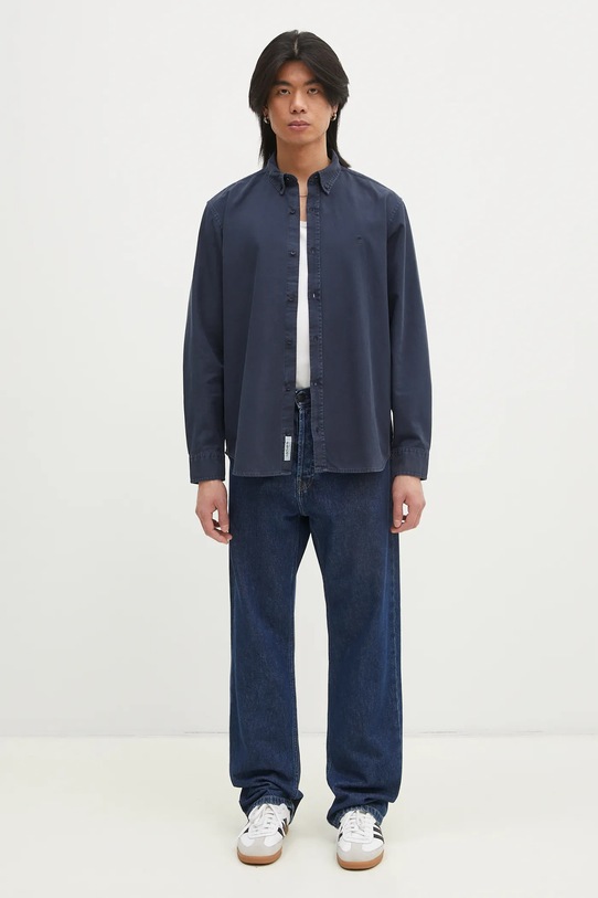Carhartt WIP cotton shirt Longsleeve Bolton Shirt I030238.0NYGD navy