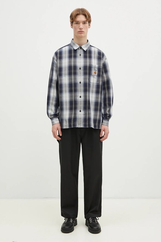 Carhartt WIP shirt Longsleeve Blanton Shirt I034379.2MCXX navy