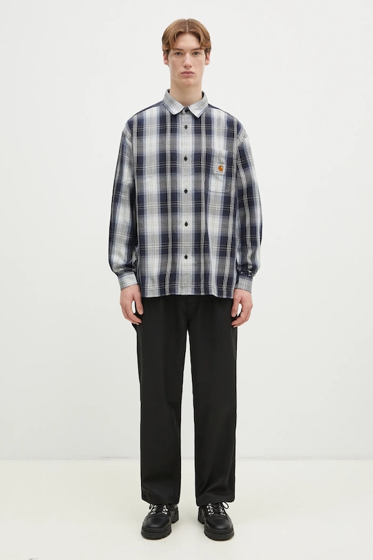 Πουκάμισο Carhartt WIP Longsleeve Blanton Shirt I034379.2MCXX σκούρο μπλε