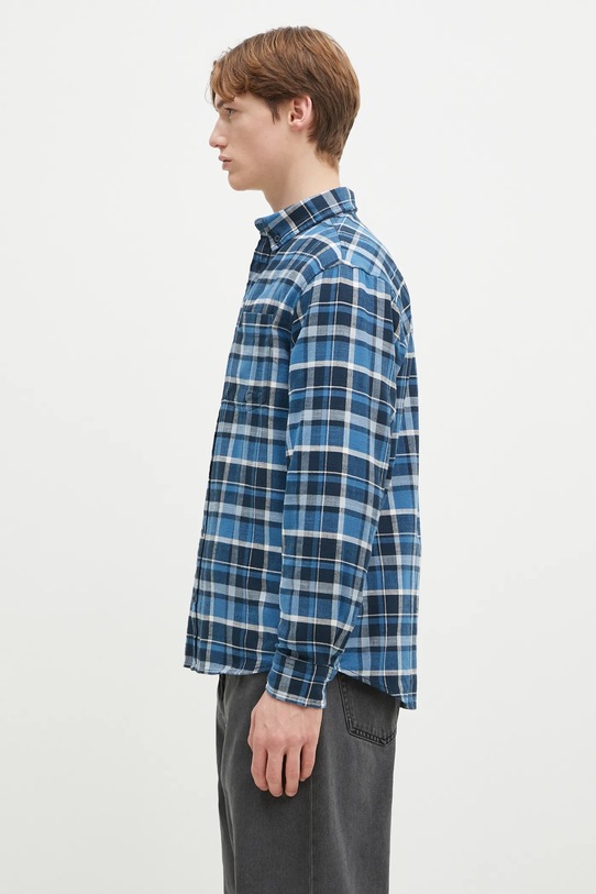 Carhartt WIP cămașă din bumbac Longsleeve Fendrick Shirt I034382.2MHXX albastru SS25