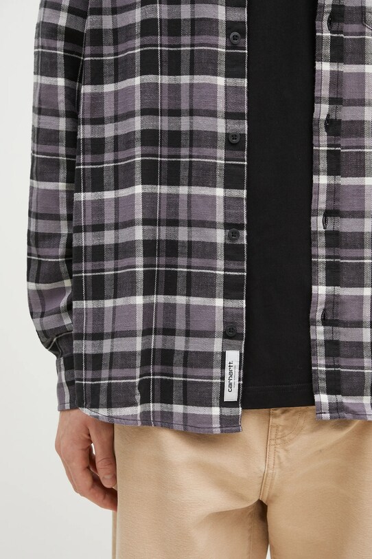 Carhartt WIP cămașă din bumbac Longsleeve Fendrick Shirt violet I034382.2MIXX