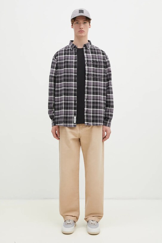 Carhartt WIP cămașă din bumbac Longsleeve Fendrick Shirt I034382.2MIXX violet