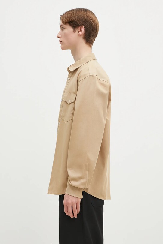 Βαμβακερό πουκάμισο Carhartt WIP Longsleeve Santa Fe Shirt I034384.07EGD μπεζ SS25