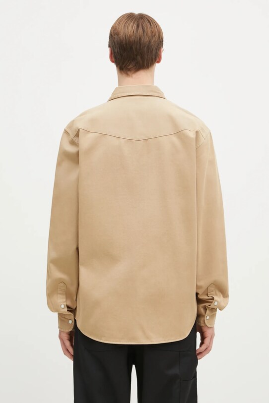 Ρούχα Βαμβακερό πουκάμισο Carhartt WIP Longsleeve Santa Fe Shirt I034384.07EGD μπεζ