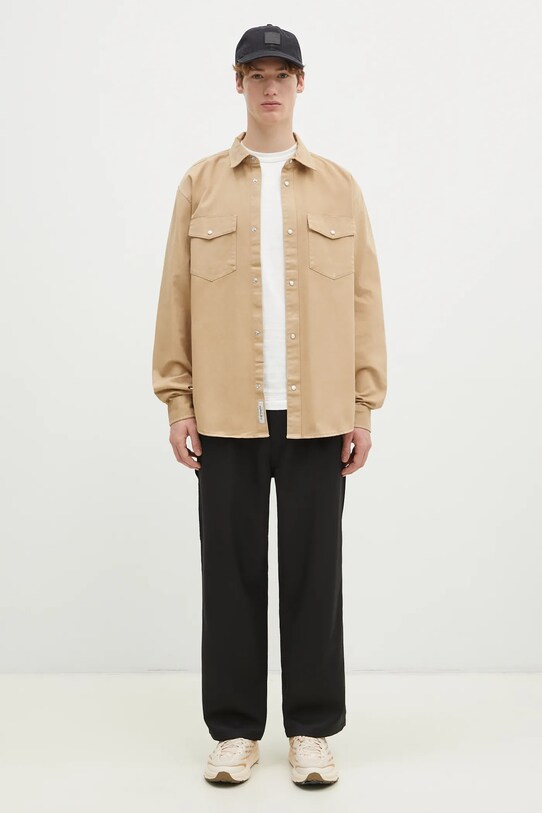 Βαμβακερό πουκάμισο Carhartt WIP Longsleeve Santa Fe Shirt μπεζ I034384.07EGD