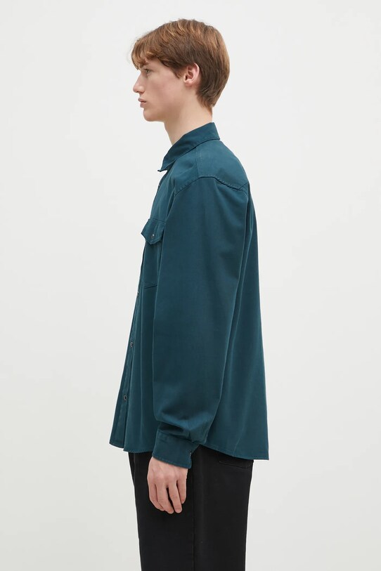 Carhartt WIP cămașă din bumbac Longsleeve Santa Fe Shirt I034384.0AUGD turcoaz SS25