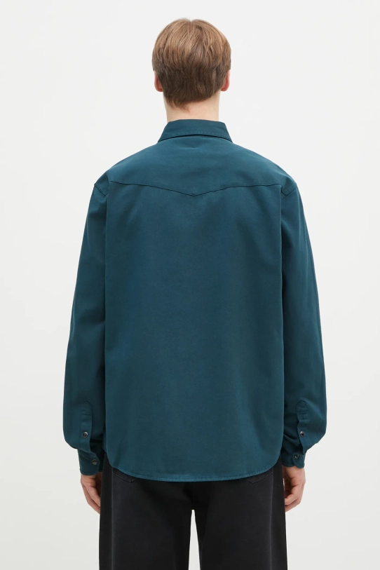 Îmbrăcăminte Carhartt WIP cămașă din bumbac Longsleeve Santa Fe Shirt I034384.0AUGD turcoaz