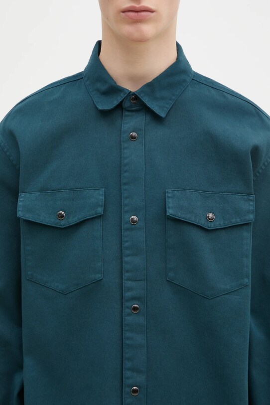 Carhartt WIP koszula bawełniana Longsleeve Santa Fe Shirt turkusowy I034384.0AUGD