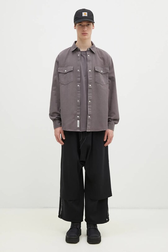 Carhartt WIP cotton shirt Longsleeve Santa Fe Shirt I034384.2LQGD gray