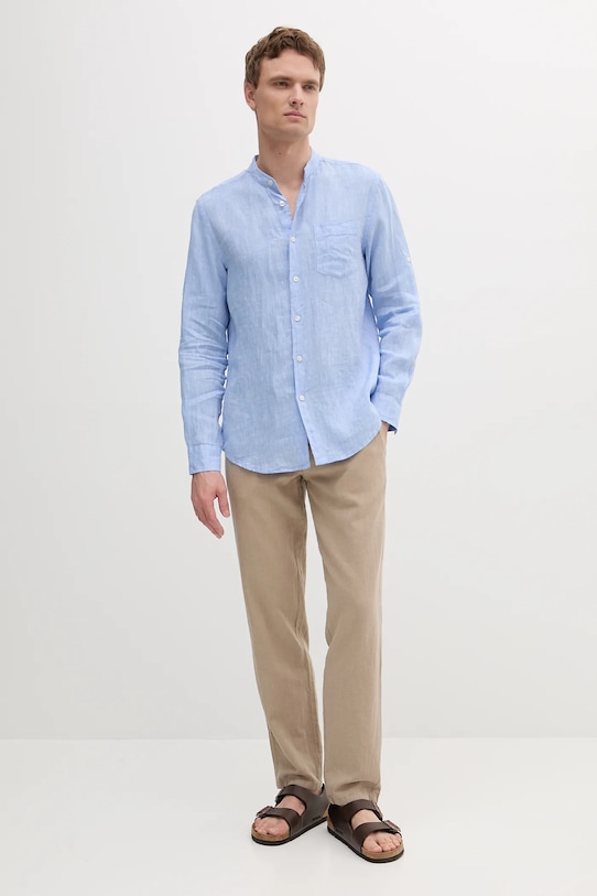 Сорочка з льону United Colors of Benetton 5BKU5QL08 блакитний SS25