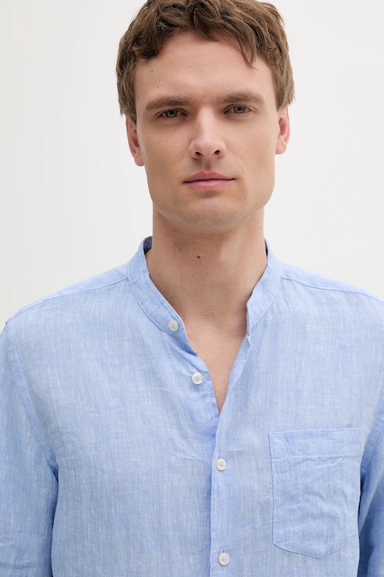 Сорочка з льону United Colors of Benetton блакитний 5BKU5QL08