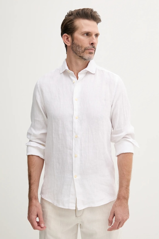 Lanena košulja United Colors of Benetton Planet friendly bijela 5BKUUQ04Q