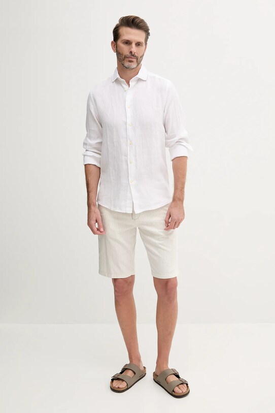 Ľanová košeľa United Colors of Benetton 5BKUUQ04Q biela SS25