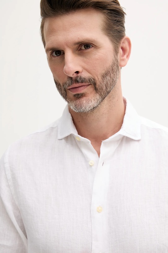 Lanena košulja United Colors of Benetton bijela 5BKUUQ04Q