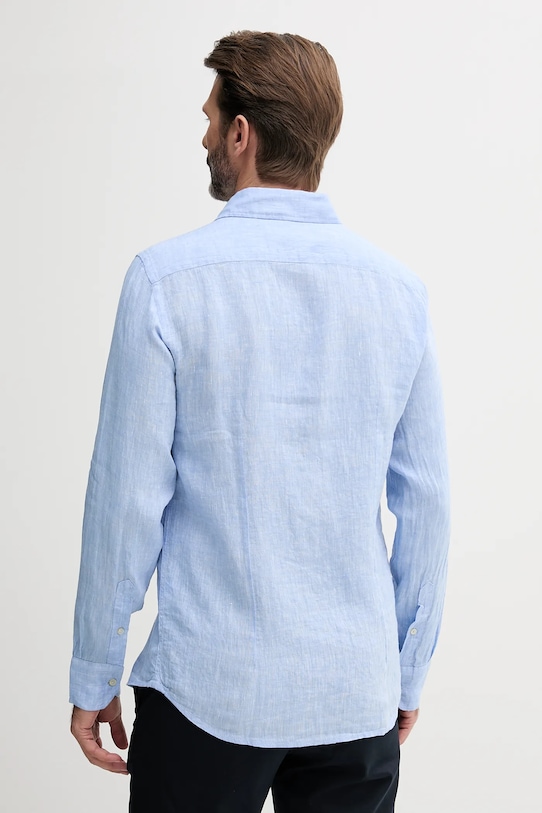 Îmbrăcăminte United Colors of Benetton cămașă de in 5BKUUQ04Q albastru