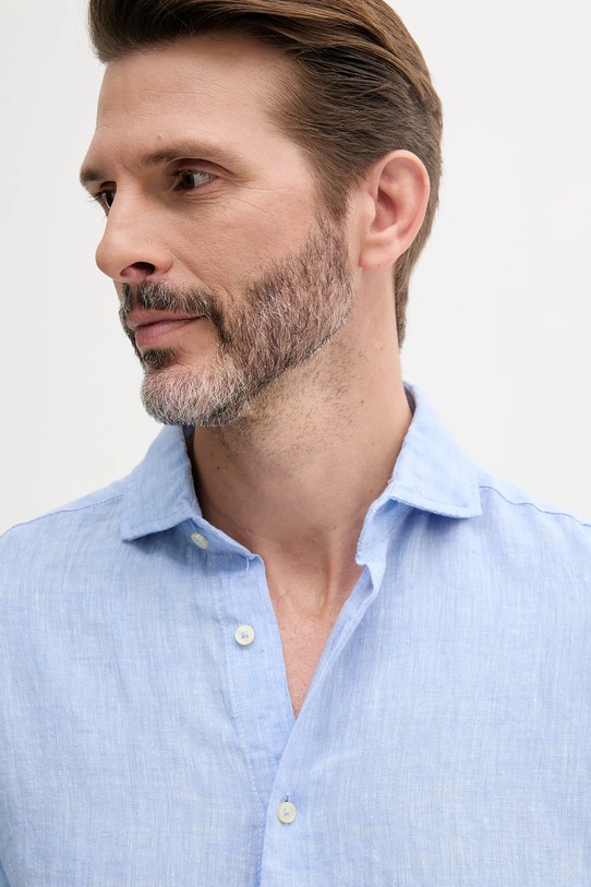 United Colors of Benetton cămașă de in albastru 5BKUUQ04Q