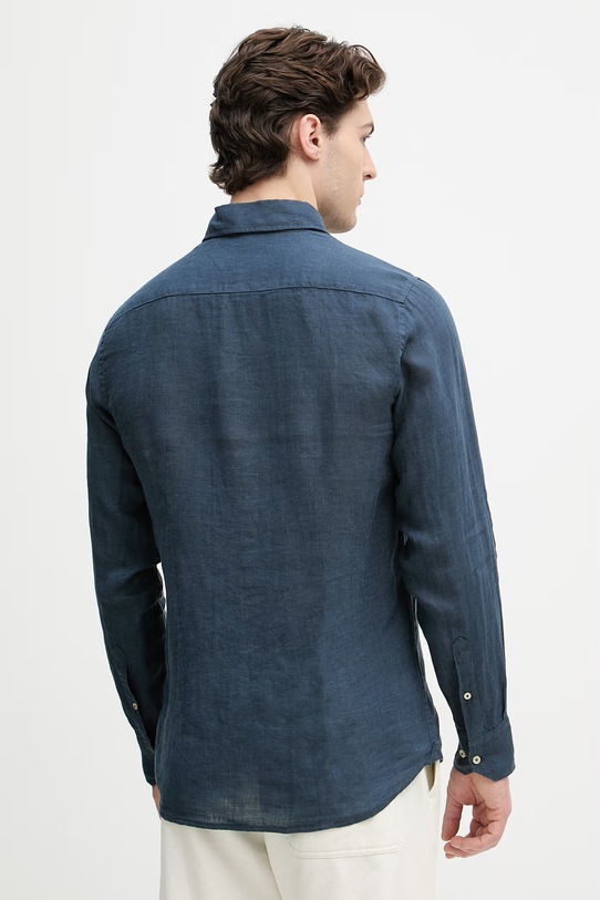 Oblečenie United Colors of Benetton košeľa pánska ľanová 5BKUUQ04Q tmavomodrá