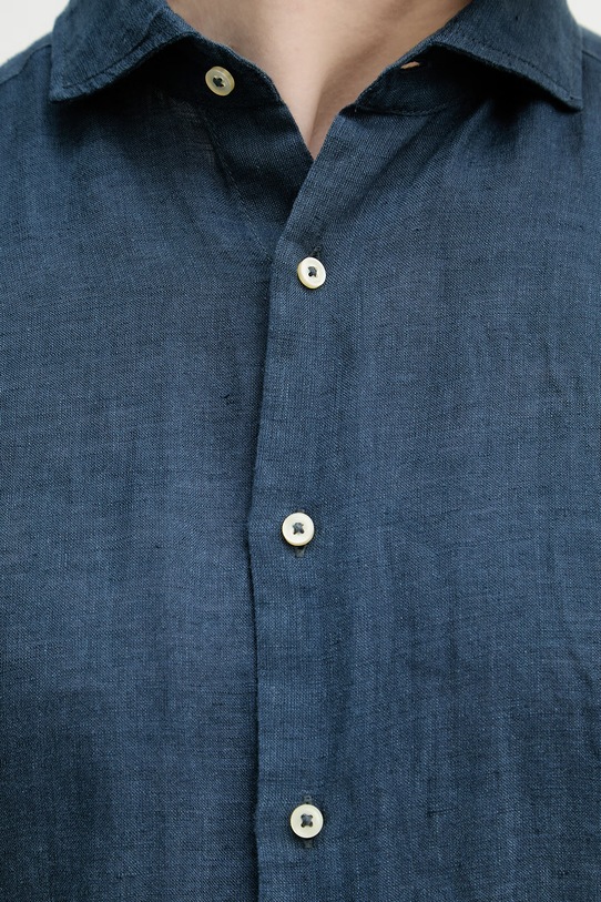 United Colors of Benetton košeľa pánska ľanová 5BKUUQ04Q tmavomodrá