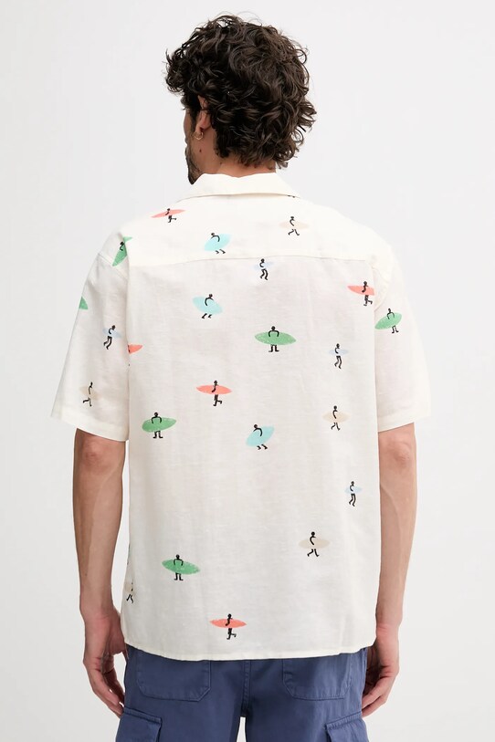 Odzież United Colors of Benetton koszula lniana 5HPWUQ05B beżowy