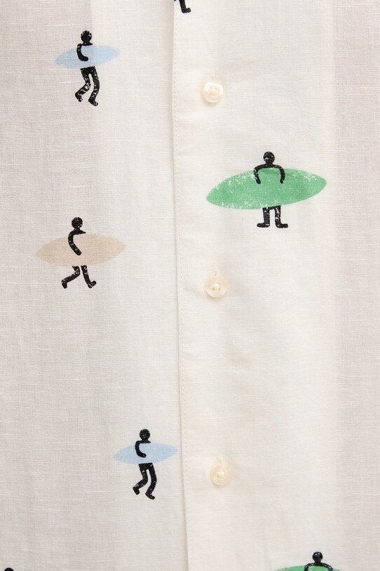 United Colors of Benetton koszula lniana 5HPWUQ05B beżowy