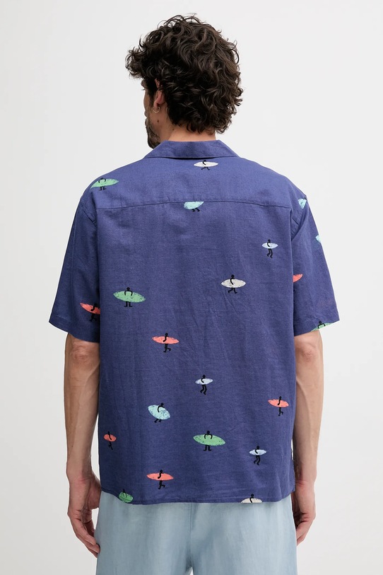 Îmbrăcăminte United Colors of Benetton cămașă de in 5HPWUQ05B bleumarin