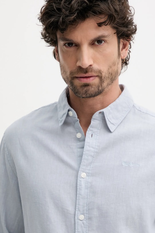 Ľanová košeľa Pepe Jeans ARNAU modrá PM308844