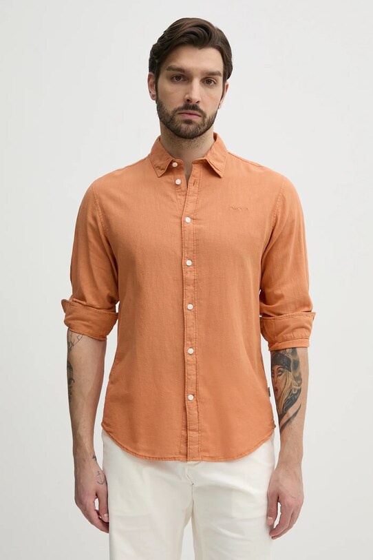 Pepe Jeans camasa de in ARNAU lung portocaliu PM308844