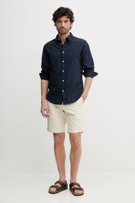 Lněná košile Pepe Jeans ARNAU PM308844 námořnická modř SS25