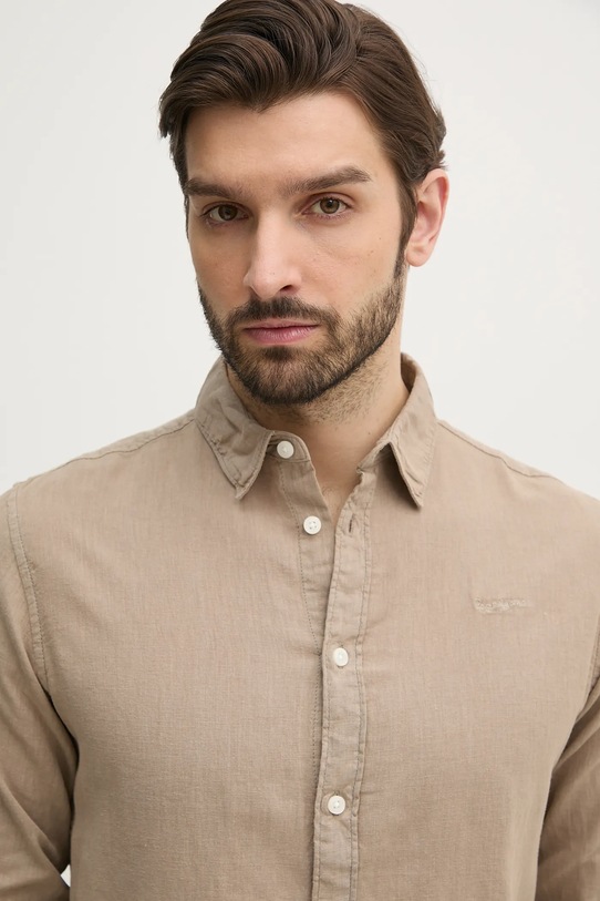 Lanena košulja Pepe Jeans ARNAU bež PM308844