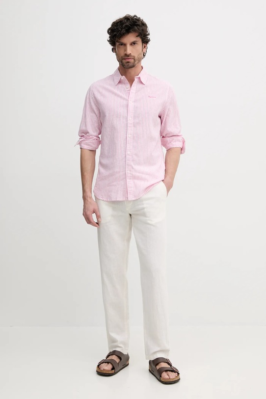 Pepe Jeans koszula lniana ARMANDO PM309028 różowy SS25