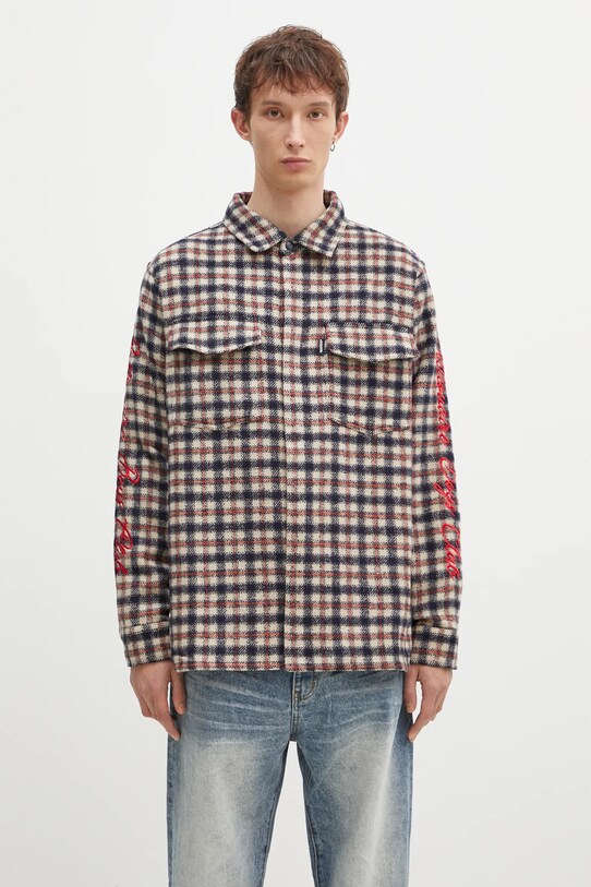 Košeľa s prímesou vlny Billionaire Boys Club Check Shirt regular béžová B24429