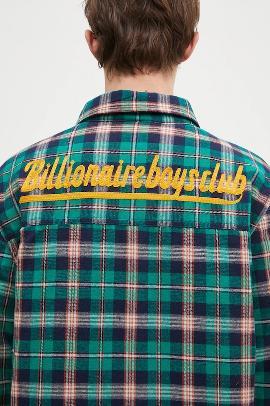 Billionaire Boys Club geacă cu aspect de cămașă Padded Check Overshirt verde B24430