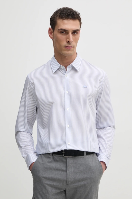 Lacoste koszula bawełniana wzorzyste niebieski CH9087