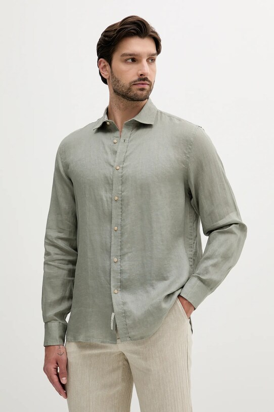 Сорочка з льону Liu Jo casual зелений QA5097.T4359