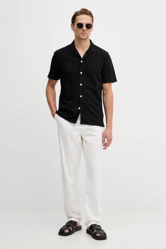 Lindbergh koszula lniana 30.203319.BLACK czarny SS26