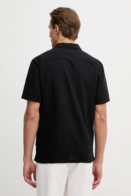 Odzież Lindbergh koszula lniana 30.203319.BLACK czarny